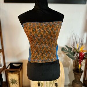 Free People Movement Blue Orange Tube Top Fitted Size Medium